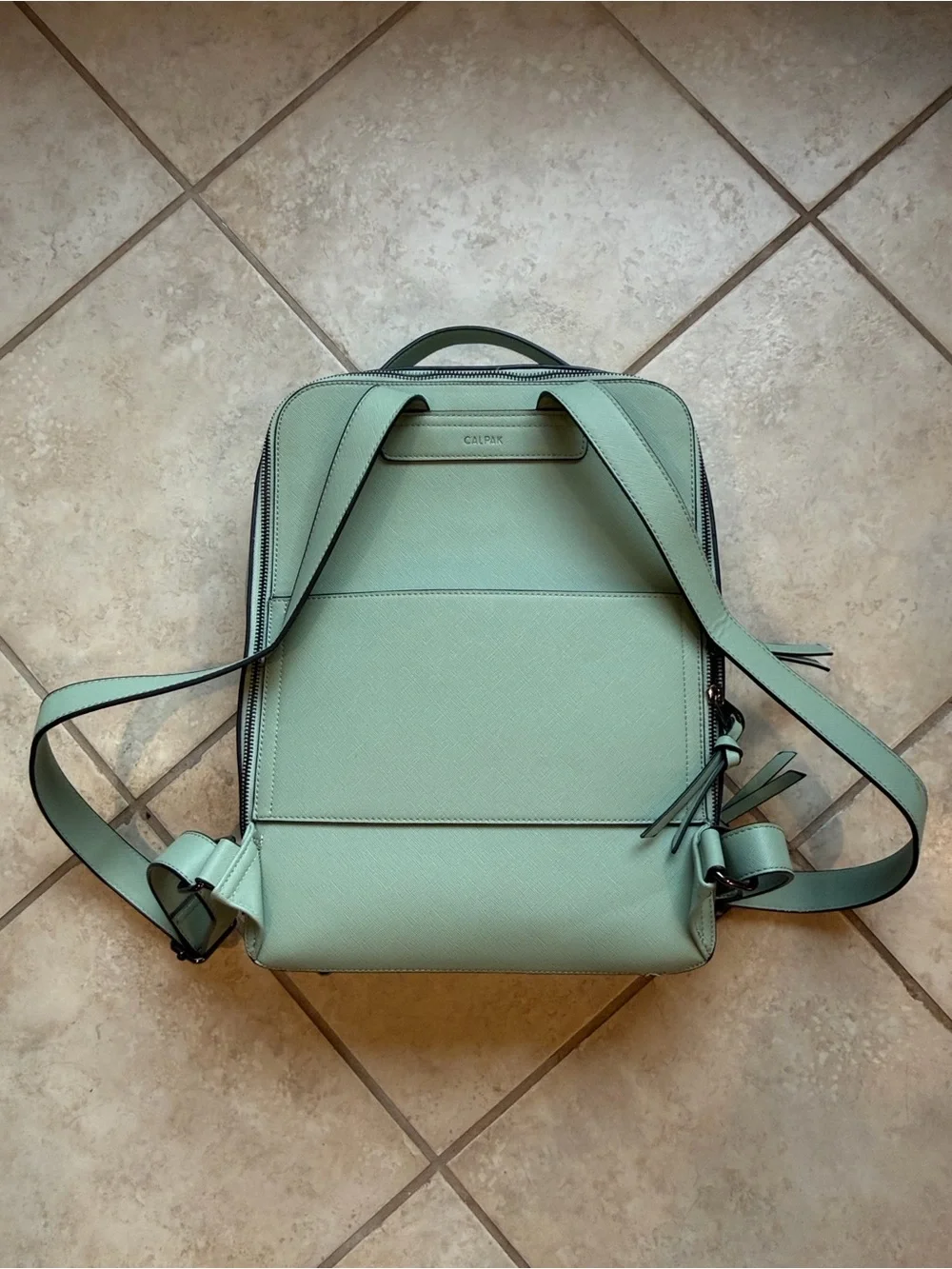 CALPAK Mint Green Leather Backpack